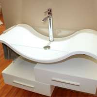 Polyester resin bathroom cabinet set