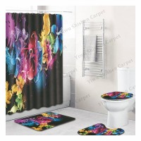 Wholesale Luxury Custom Printed 3 Piece 5 Piece 3pcs 5pcs Bath Mat Set Bathroom Mat Rug Set with Shower Curtain