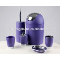 High Quality Household Wares Toilet Accessory 6PCS Plastic Purple Bathroom Set